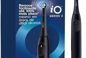 Escova de dente elétrica Oral-B iO Series 2, remoção de placa eficaz.