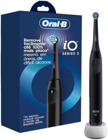 Escova de dente elétrica Oral-B iO Series 2, remoção de placa eficaz.