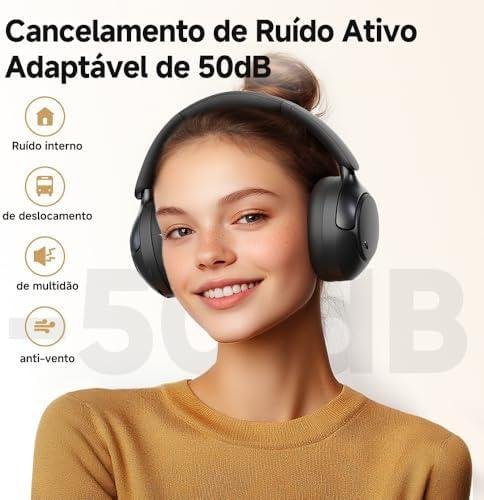         QCY H3 PRO ANC Fone de Ouvido Bluetooth, Headphone ANC Adaptáveis, Cancelamento Ativo de Ruído de 50 dB, Áudio sem fio de Alta Resolução LDAC, 55 Horas de Reprodução, Preto       