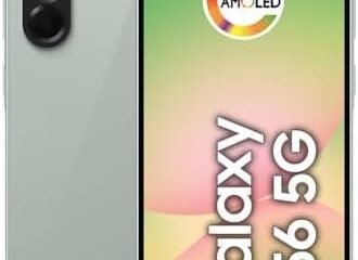 Smartphone Samsung Galaxy A56 5G com câmera tripla e tela AMOLED.