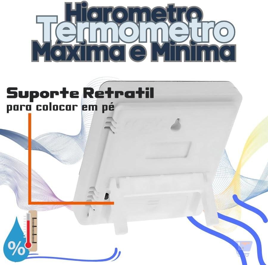         Termômetro Digital E Higrômetro Para Medição De Temperatura e Umidade Do Ar Máxima/Minima Com Relógio Digital Para Freezer Geladeira Aquario Chocadeira Empresarial Cabo Linha de Qualidade Premium       