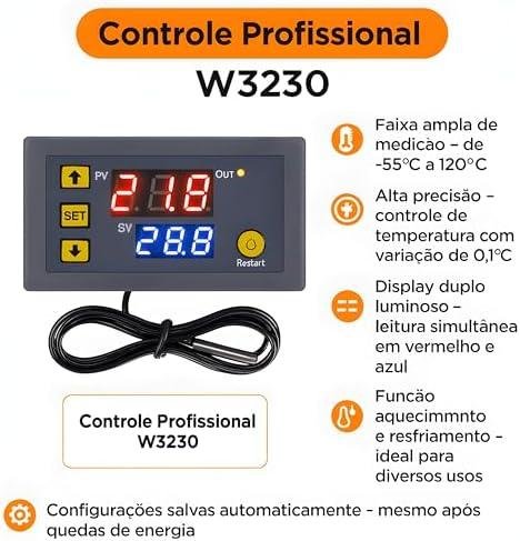 Controlador de Temperatura Digital Termostato W3230 Bivolt 110-220V com Sensor NTC – Aquário, Chocadeira, Cervejeira, Estufa e Freezer Controlador de Temperatura Digital Termostato W3230 Bivolt 110-220V com Sensor NTC – Aquário, Chocadeira, Cervejeira, Estufa e Freezer