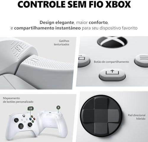 Controle sem fio Xbox com design ergonômico, botões personalizáveis e pad híbrido para melhor jogabi.
