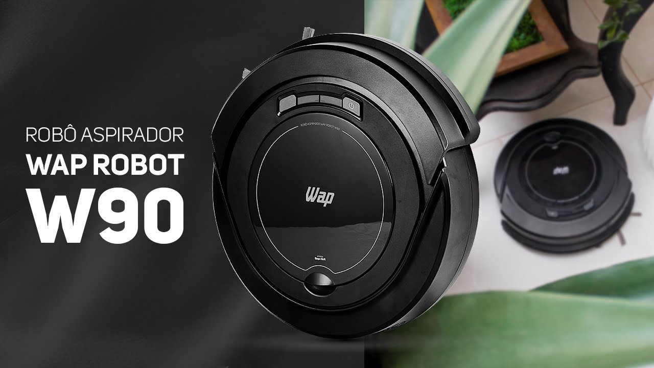 Robô aspirador WAP Robot W90 em ação, limpeza de pisos eficiente.