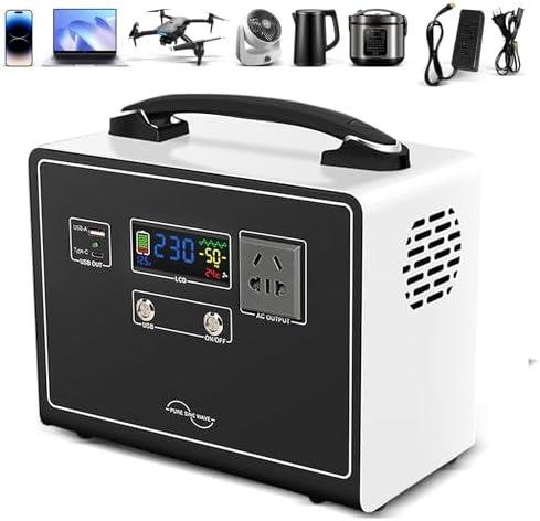 Gerador portátil de energia com display digital, ideal para camping, viagens e emergências, com cont.