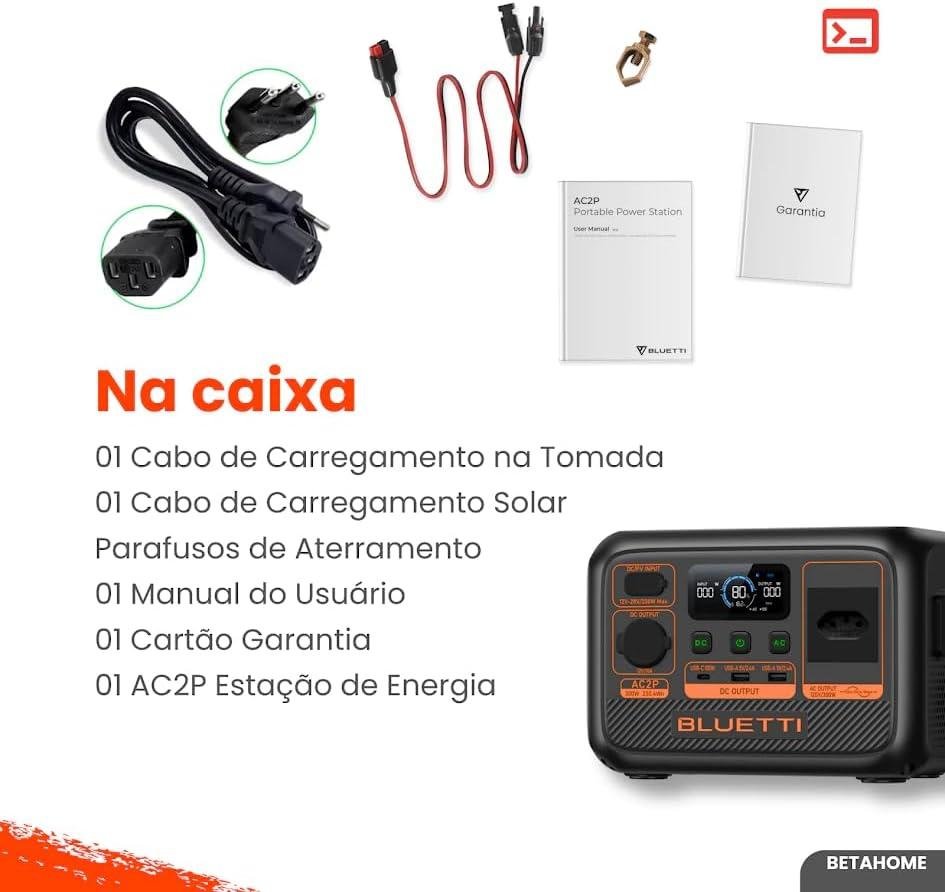 BLUETTI AC2P Estação de Energia Portátil | 300 W 230,4 Wh (220V) BLUETTI AC2P Estação de Energia Portátil | 300 W 230,4 Wh (220V)
