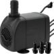 Bomba de água submersível preta com mangueiras e conexão elétrica, ideal para sistemas de irrigação.