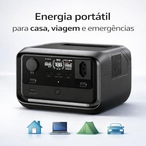 Ecoflow River 3 Plus 127v - 1200w 286wh Estação de Energia, Gerador de Energia Portátil Nobreak Gerador Solar Ecoflow River 3 Plus 127v - 1200w 286wh Estação de Energia, Gerador de Energia Portátil Nobreak Gerador Solar