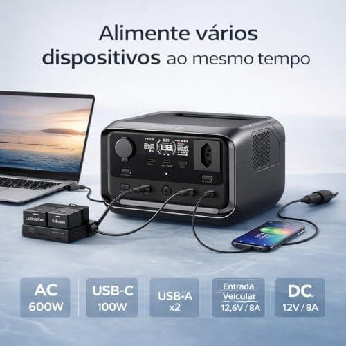 Ecoflow River 3 Plus 127v - 1200w 286wh Estação de Energia, Gerador de Energia Portátil Nobreak Gerador Solar Ecoflow River 3 Plus 127v - 1200w 286wh Estação de Energia, Gerador de Energia Portátil Nobreak Gerador Solar