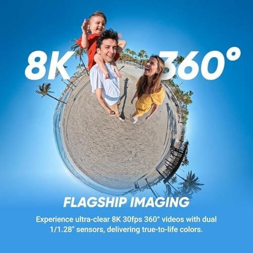 Insta360 X5 - Câmera de ação 360 à prova d'água com sensores de 1/3.3 cm, vídeo HDR 8K 360, foto de 72 MP, lente única 4K60fps, desempenho aprimorado em pouca luz, lentes atualizadas substituíveis Insta360 X5 - Câmera de ação 360 à prova d'água com sensores de 1/3.3 cm, vídeo HDR 8K 360, foto de 72 MP, lente única 4K60fps, desempenho aprimorado em pouca luz, lentes atualizadas substituíveis