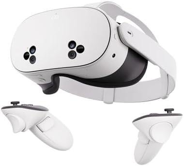 Óculos de realidade virtual com controladores para jogos e experiências imersivas.