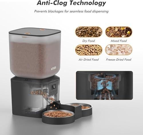 Dispositivo de tecnologia anti-obstrução para dispensar alimentos de forma contínua e segura.
