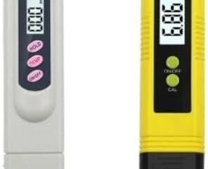 Medidor de pH e TDS portátil para análise de qualidade da água.