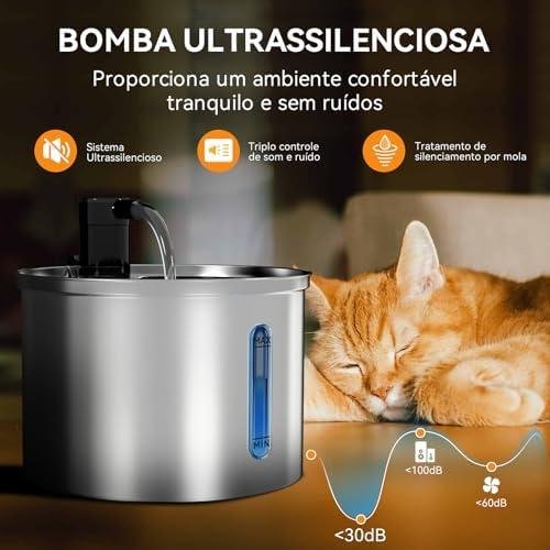 Bebedouro para Gatos, 3L Fonte Gato Inox Comedouros, Bebedouros e Acessorios para Gatos, Silenciosa, Bivolt Bebedouro para Gatos, 3L Fonte Gato Inox Comedouros, Bebedouros e Acessorios para Gatos, Silenciosa, Bivolt