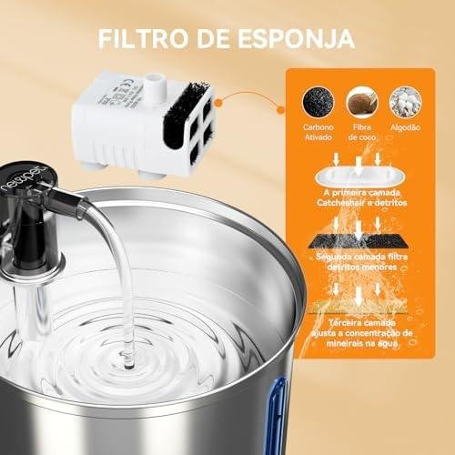 Bebedouro para Gatos, 3L Fonte Gato Inox Comedouros, Bebedouros e Acessorios para Gatos, Silenciosa, Bivolt Bebedouro para Gatos, 3L Fonte Gato Inox Comedouros, Bebedouros e Acessorios para Gatos, Silenciosa, Bivolt