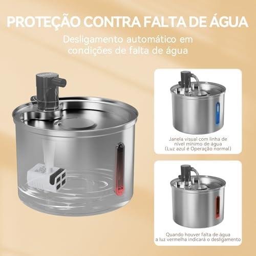 Bebedouro para Gatos, 3L Fonte Gato Inox Comedouros, Bebedouros e Acessorios para Gatos, Silenciosa, Bivolt Bebedouro para Gatos, 3L Fonte Gato Inox Comedouros, Bebedouros e Acessorios para Gatos, Silenciosa, Bivolt
