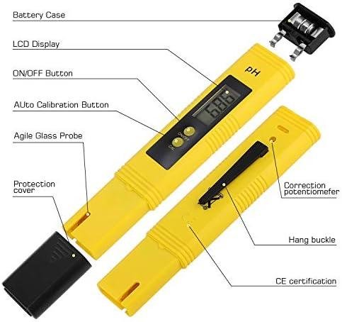 Ruolan Medidor de Ph para Hidroponia de Água Caneta Testadora de Ph Digital 0,01 Tamanho de Bolso de Alta Precisão com Faixa de Medição de Ph de 0 A 14 para Consumo Doméstico, Piscina e Aquário Ruolan Medidor de Ph para Hidroponia de Água Caneta Testadora de Ph Digital 0,01 Tamanho de Bolso de Alta Precisão com Faixa de Medição de Ph de 0 A 14 para Consumo Doméstico, Piscina e Aquário